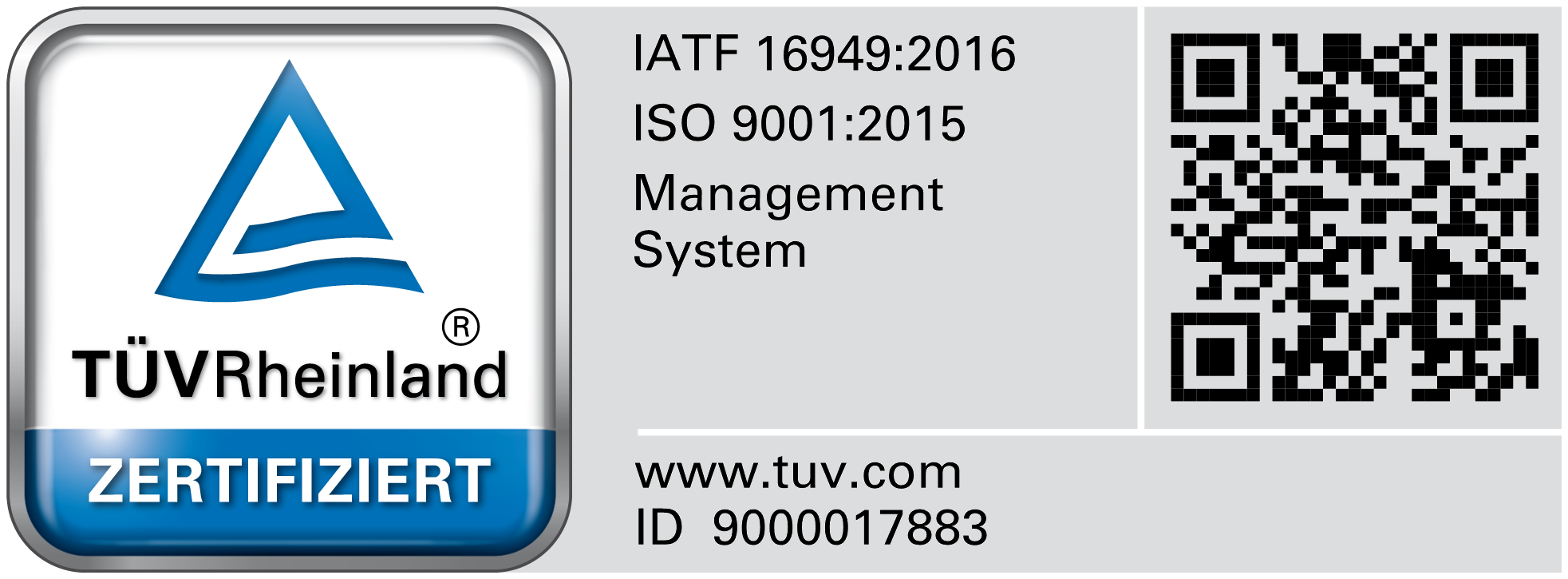 TÜV Zertifikat für IATF und ISO 9001-2015