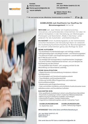 Ausbildungsplatz Kaufmann/Kauffrau für Büromanagement (m/w/d)