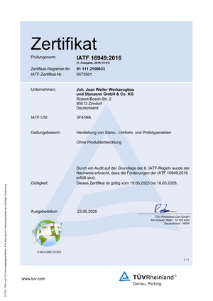 IATF Zertifikat Joh. Jean Weiler